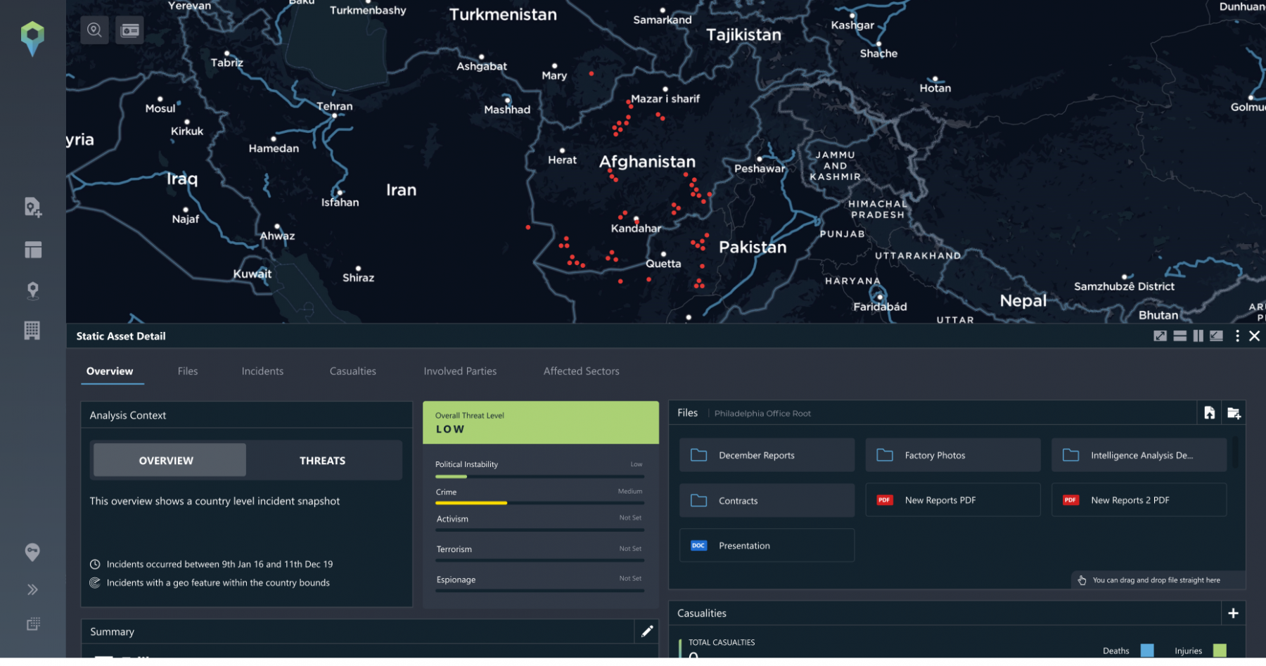 Country profiles on intelligence platform for asset protection travel security and risk management